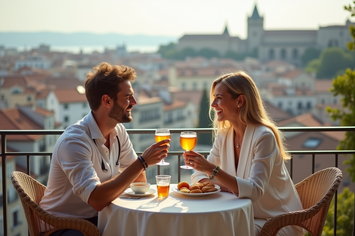 Jeune couple marié trinquant lors d