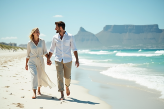 Jeune couple en bord de mer à Cape Town