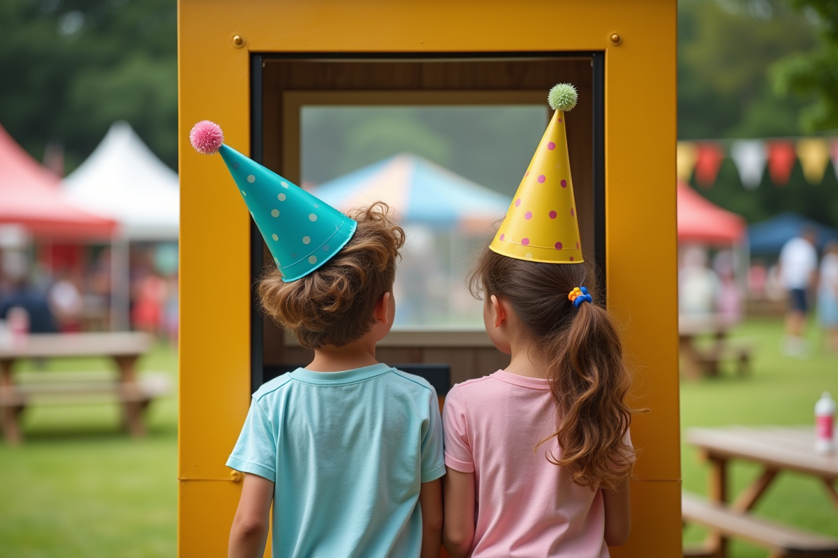 Enfants joyeux avec chapeaux lors d