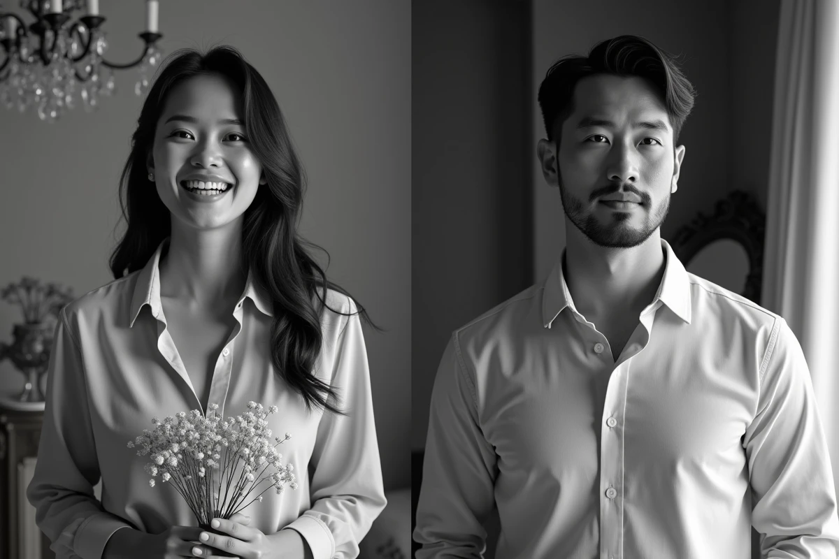 Portraits en noir et blanc d